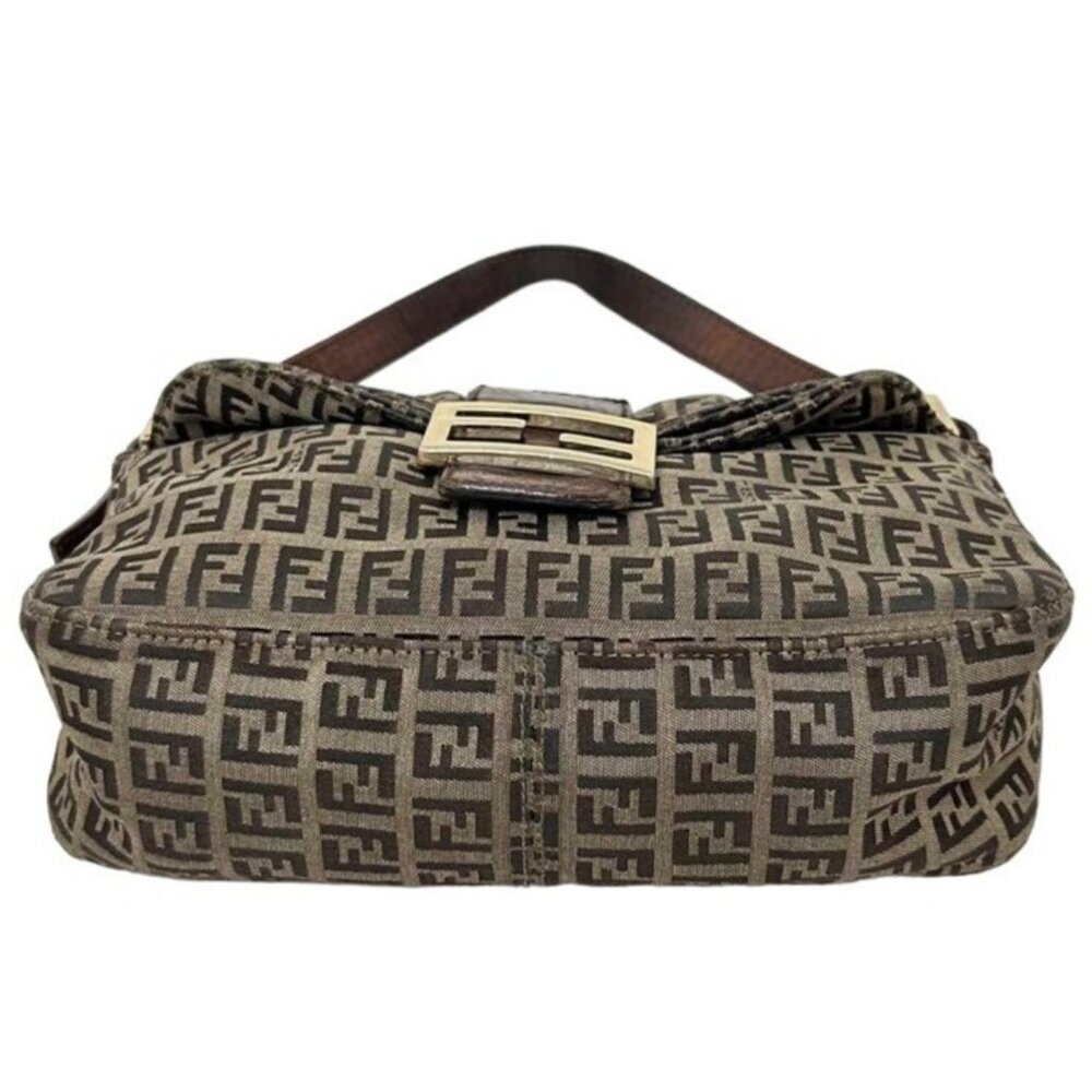 Authentic FENDI Mamma Zucca Zucchino Bucket Baguette Tan Gold Flap Bag Purse - Picture 5 of 15